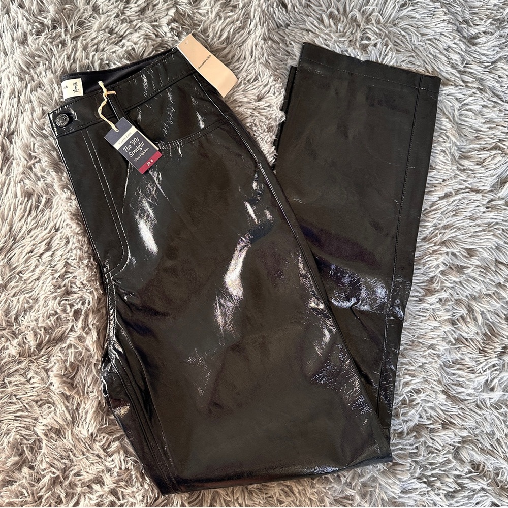 Abercrombie & Fitch Curve Love Patent Leather 90s straight Pants